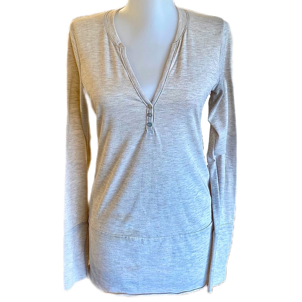 Long Sleeve Neutral Ella Moss Shirt with Button Details
